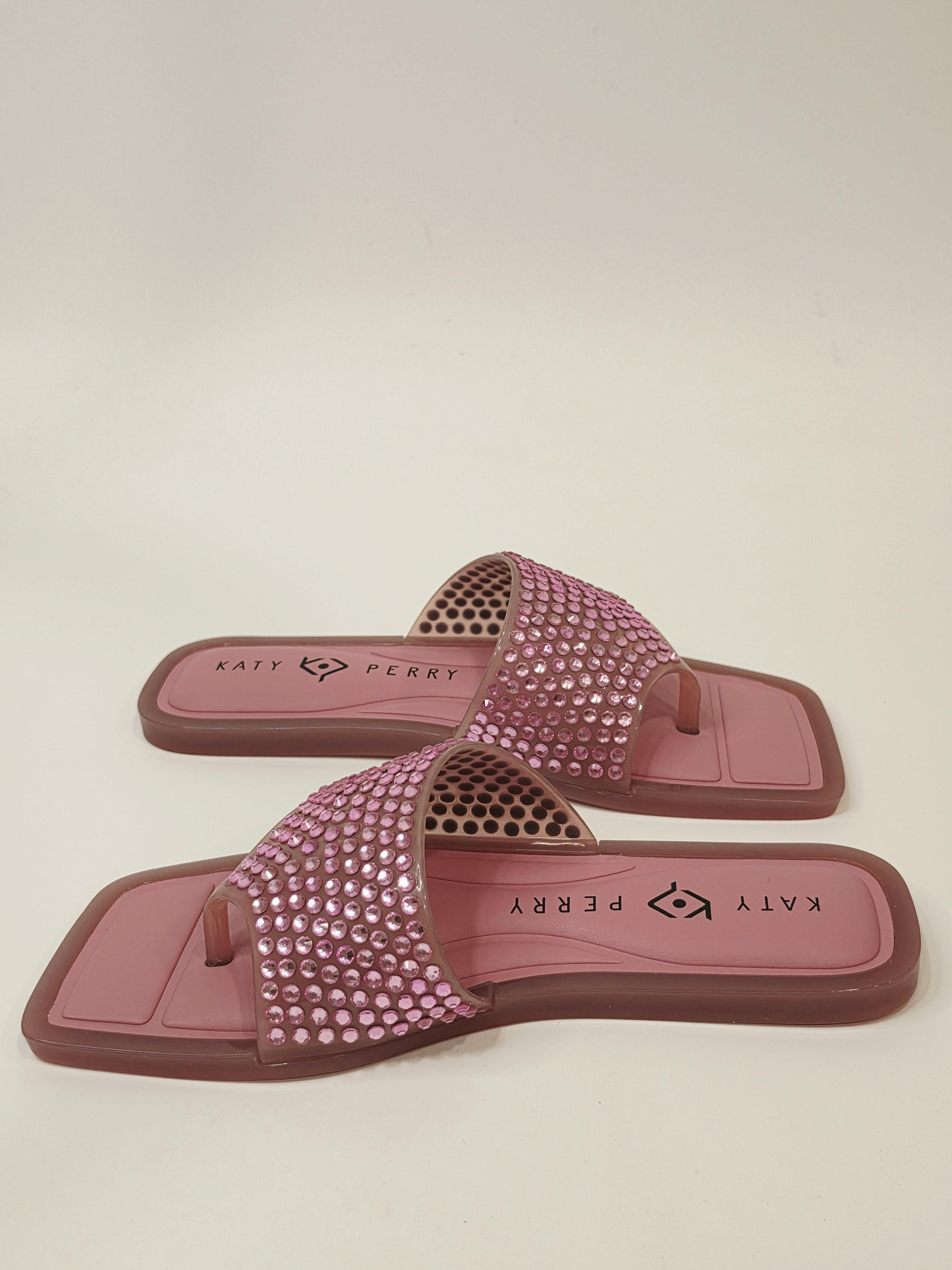 Katy Perry The Geli Slide Thong Rhinestone Slide Sandals In Pink Women's 6m — image 7 of 8